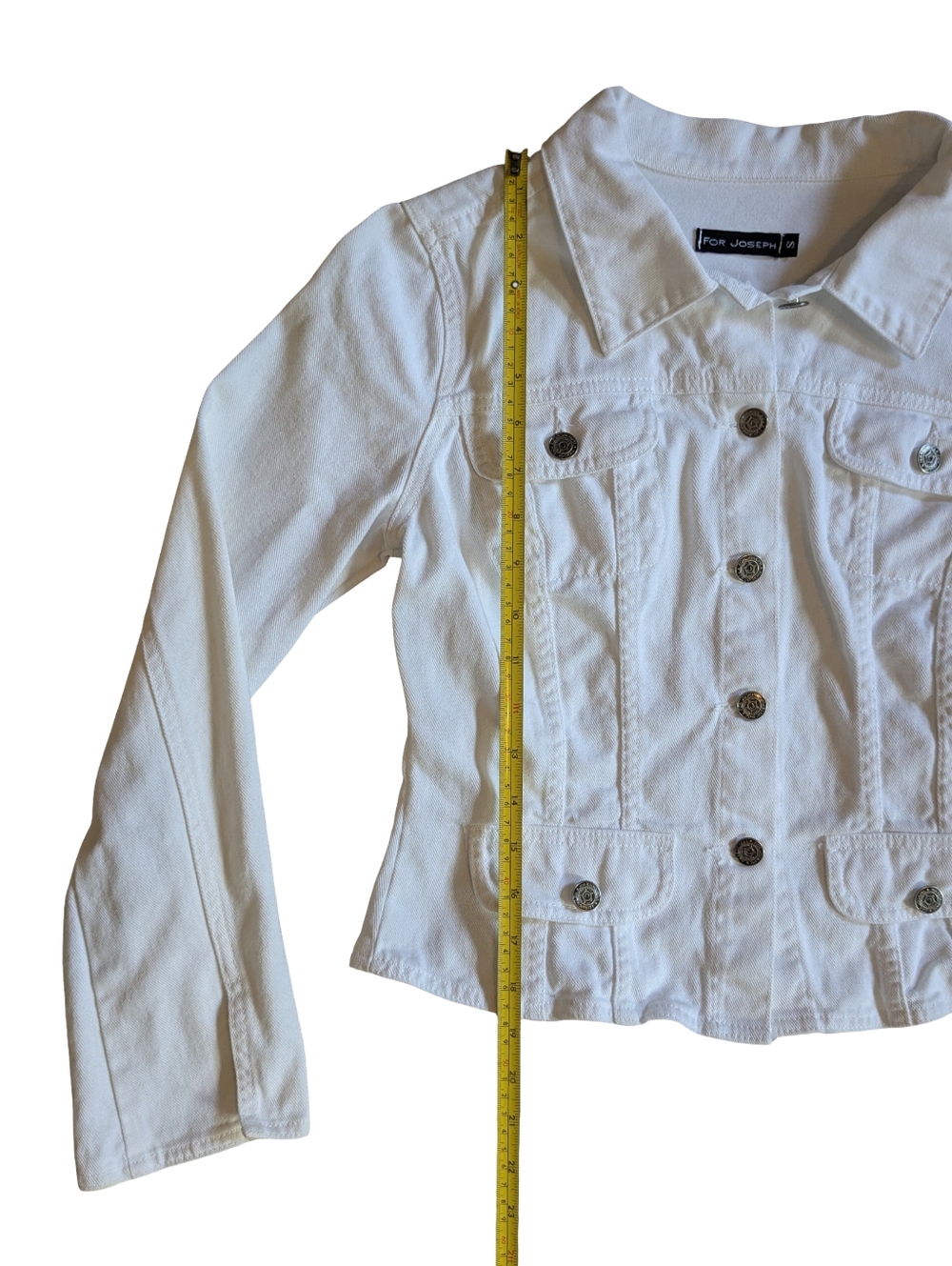 Vintage 80-90s White Jean Denim Jacket Cropped Fitted For Joseph S Classic - Picture 2 of 9